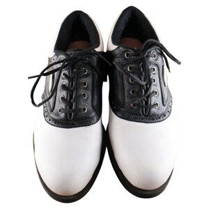 Apex Saddle Golf Shoes – Black & White Leather SoftSpikes Men’s US 10